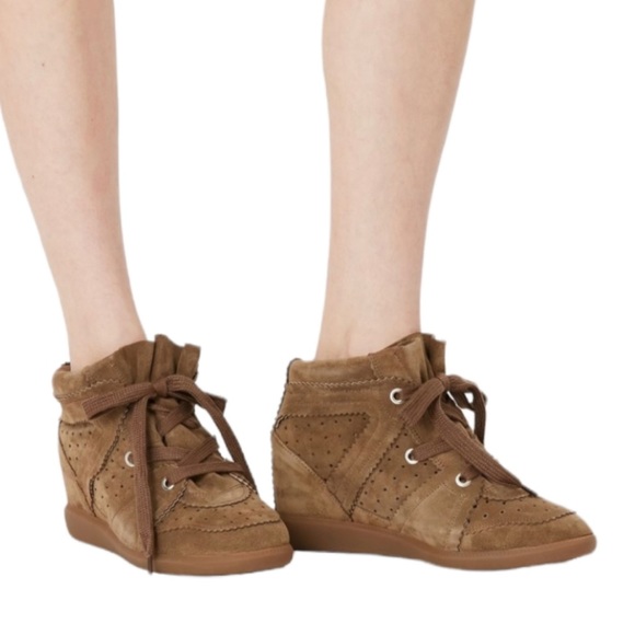 Isabel Marant Bobby Sneaker Brown Suede wedge platform Paris lace up sneaker - Picture 7 of 7